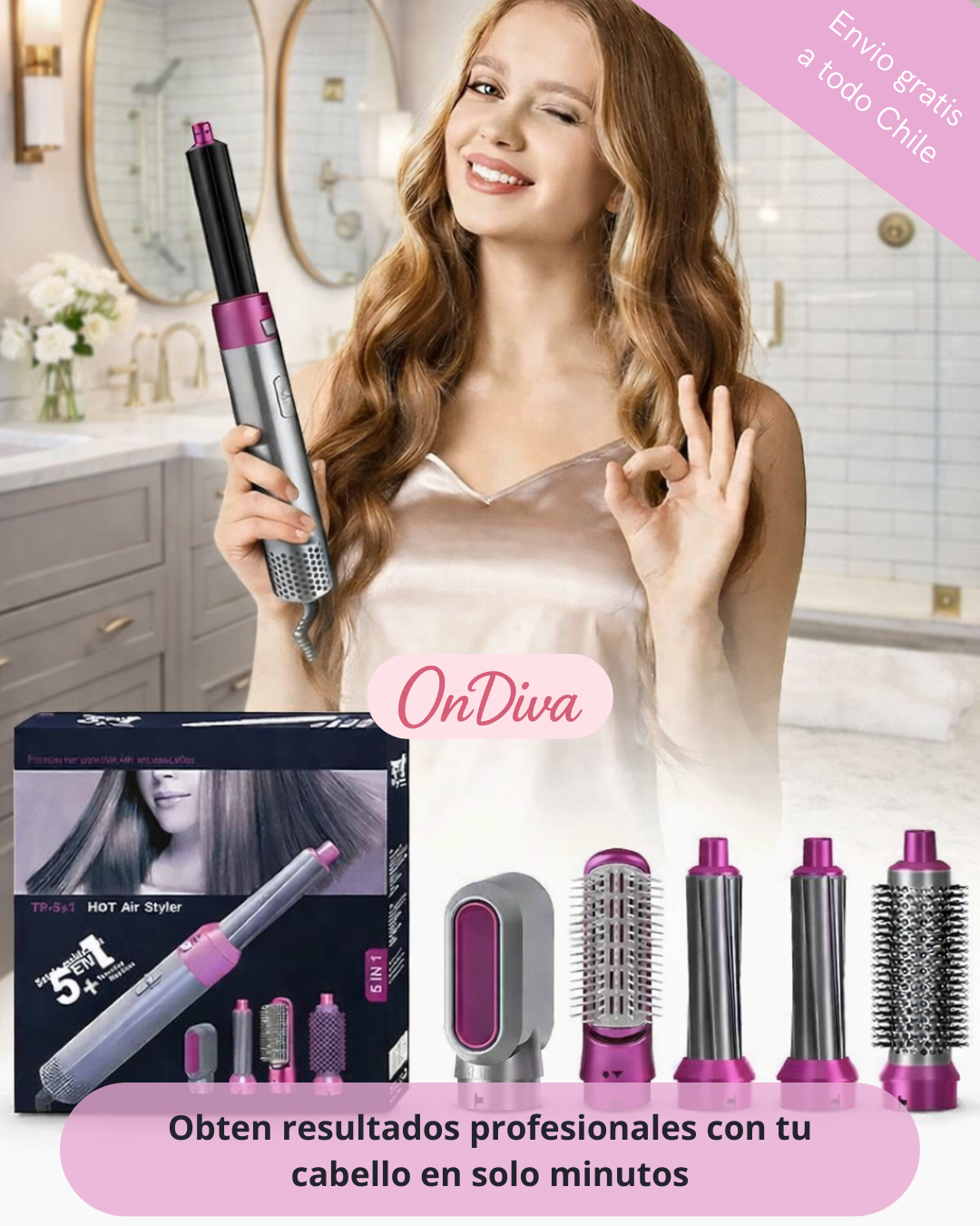 OnDiva - Cepillo Multifuncional 5 en 1