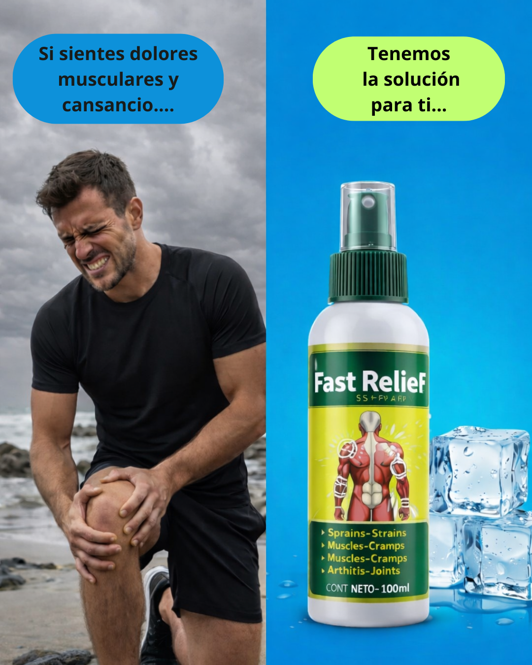 Fast Relief - Spray analgésico para dolores musculares