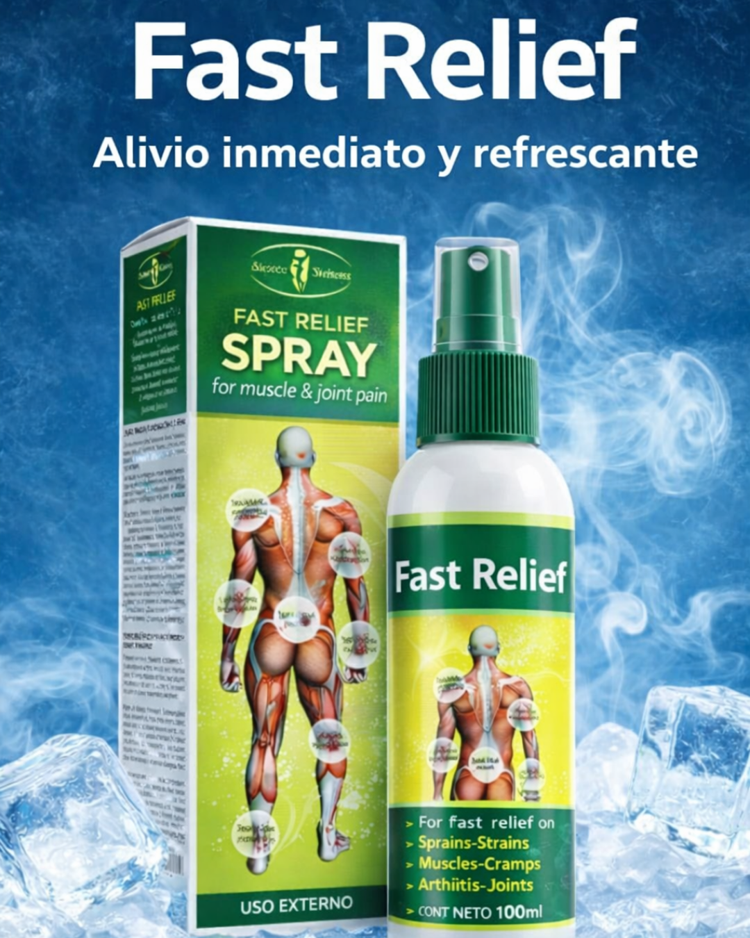 Fast Relief - Spray analgésico para dolores musculares