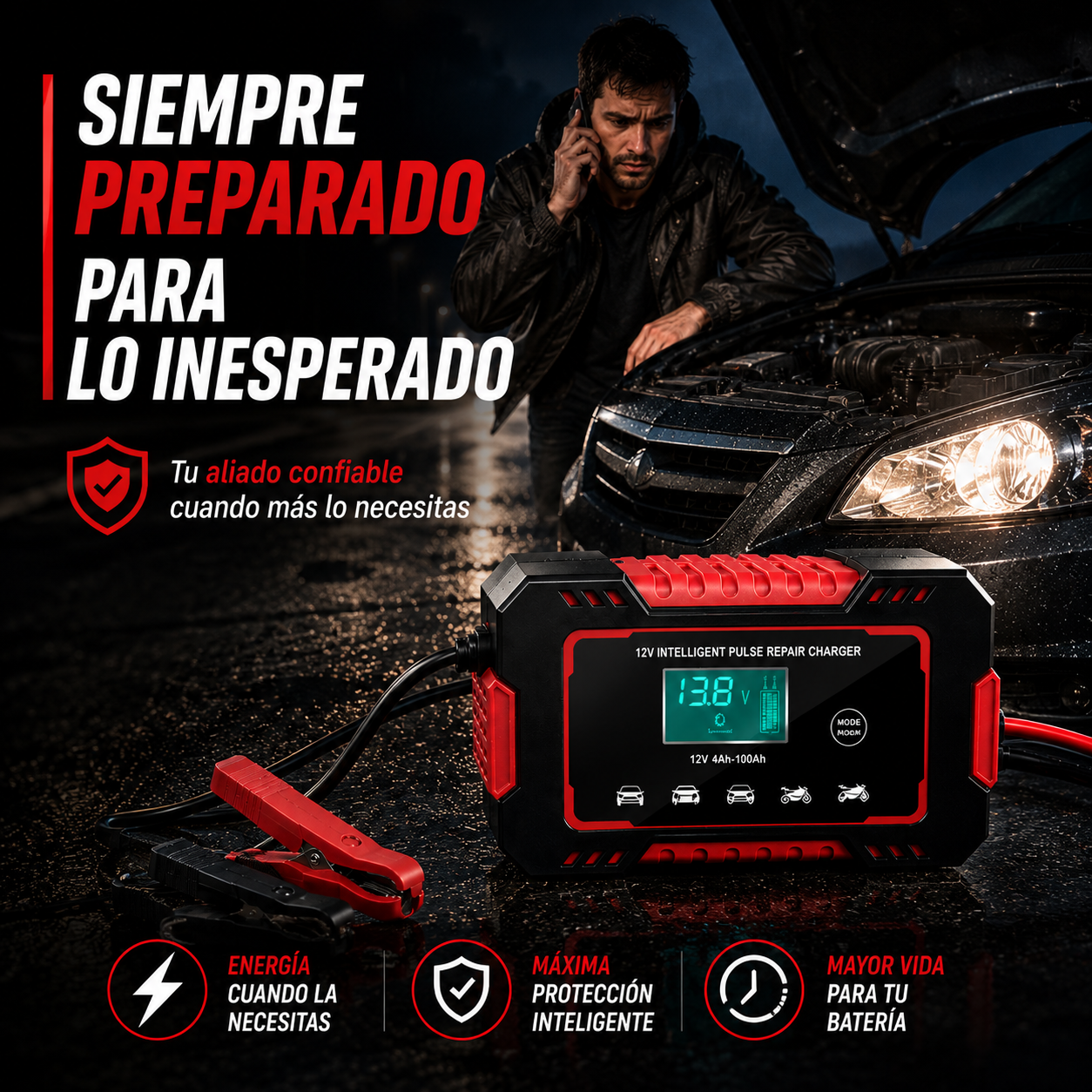 Cargador Inteligente 12V | Tu batería siempre con carga 🌟