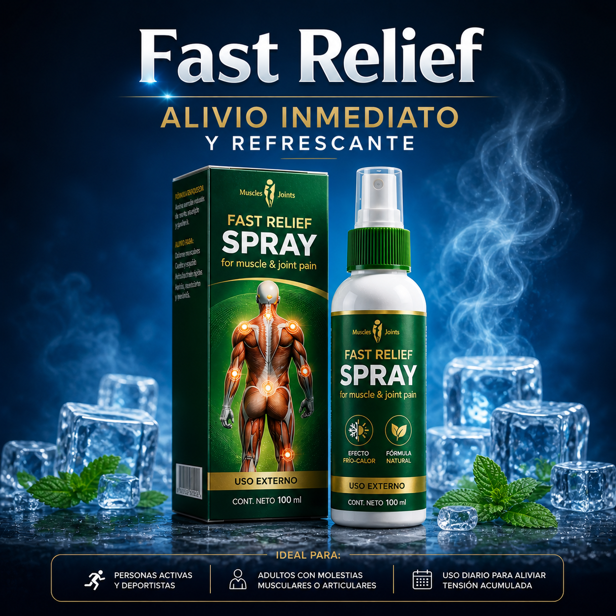 Fast Relief - Spray analgésico para dolores musculares