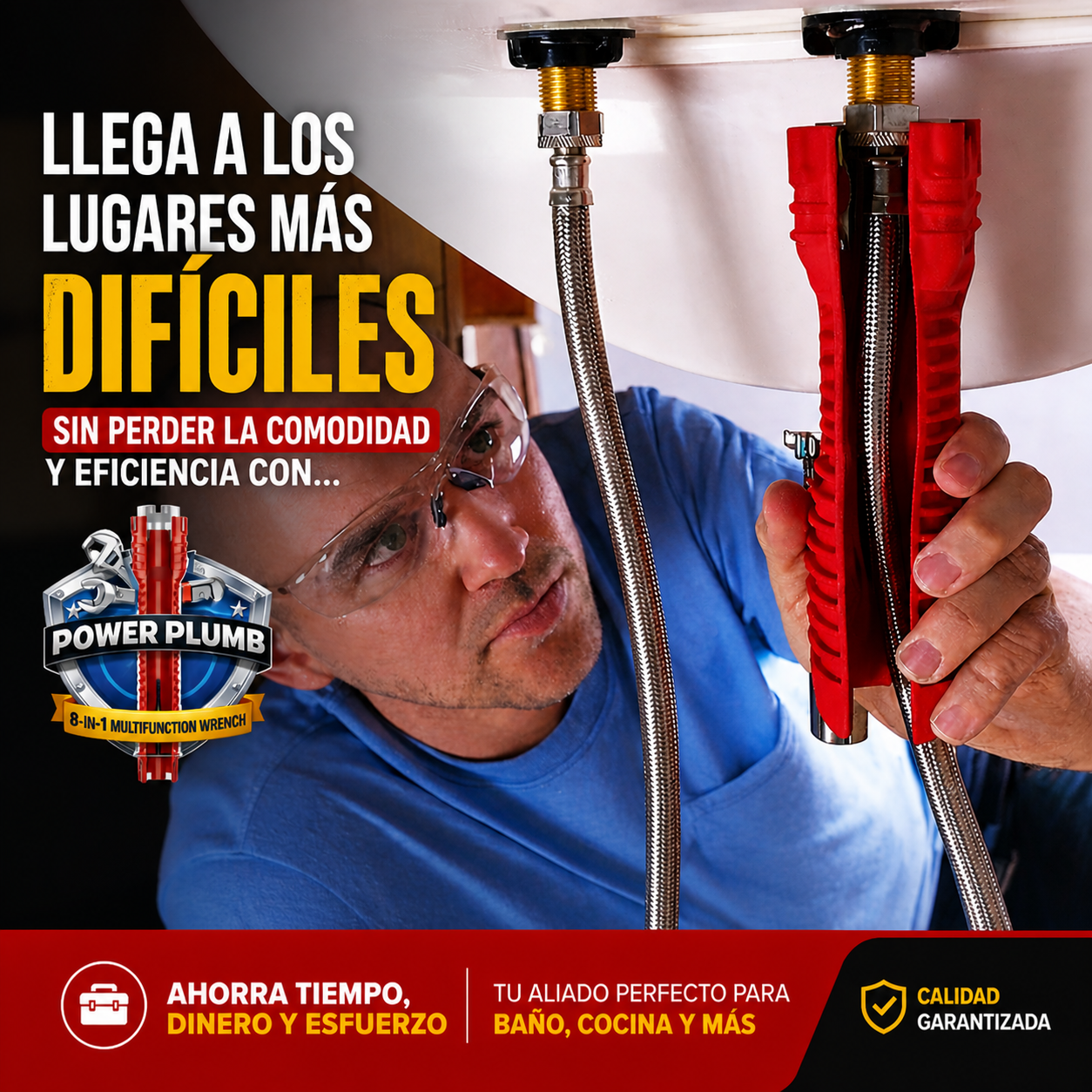 Power Plumb - Llave Plomería 8 en 1