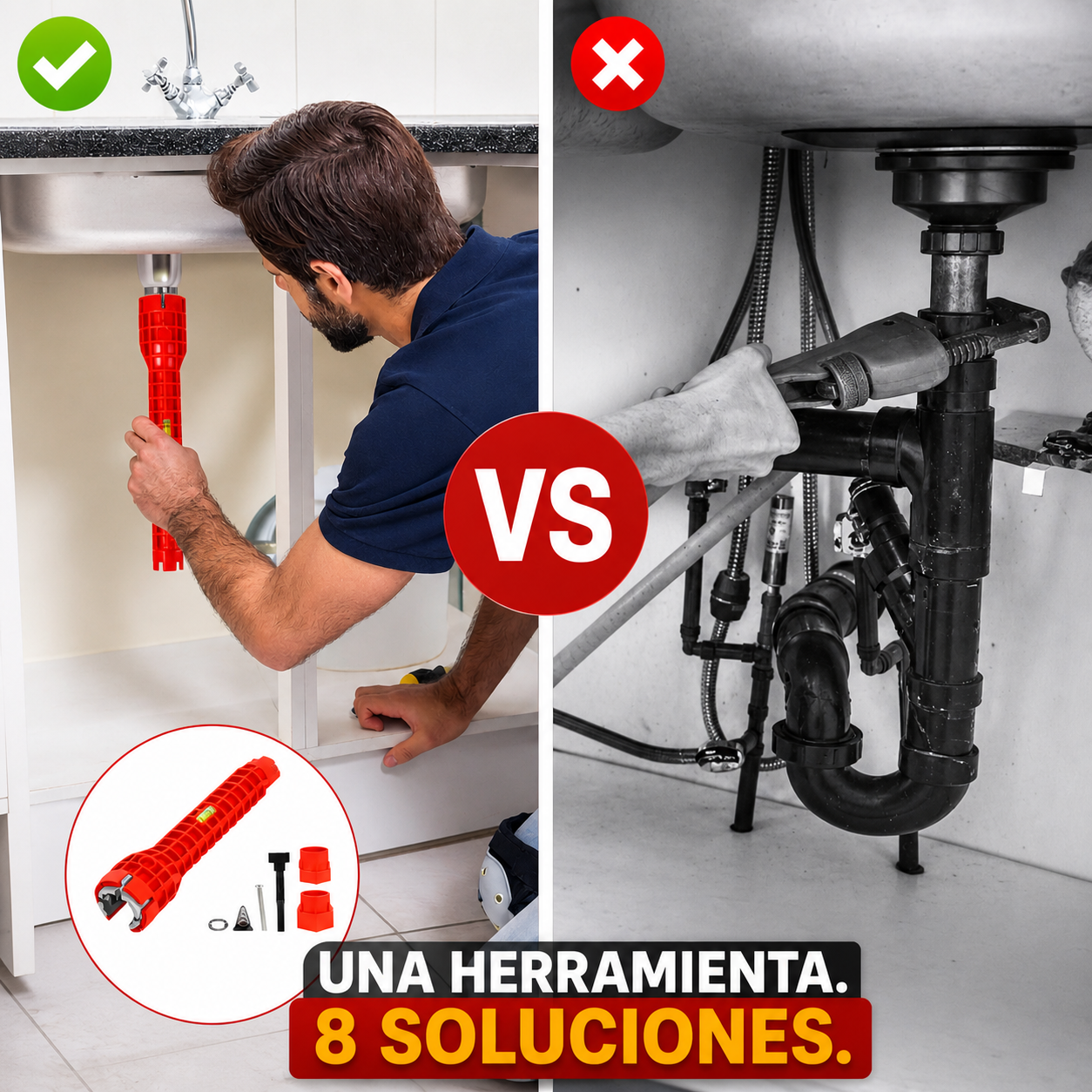 Power Plumb - Llave Plomería 8 en 1