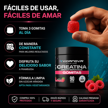 Creatina en Gomitas Vidanova | Más fuerza diaria 💪