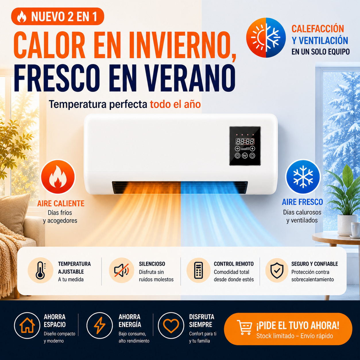 Climatizador 2 en 1 | Temperatura ideal siempre 🏠