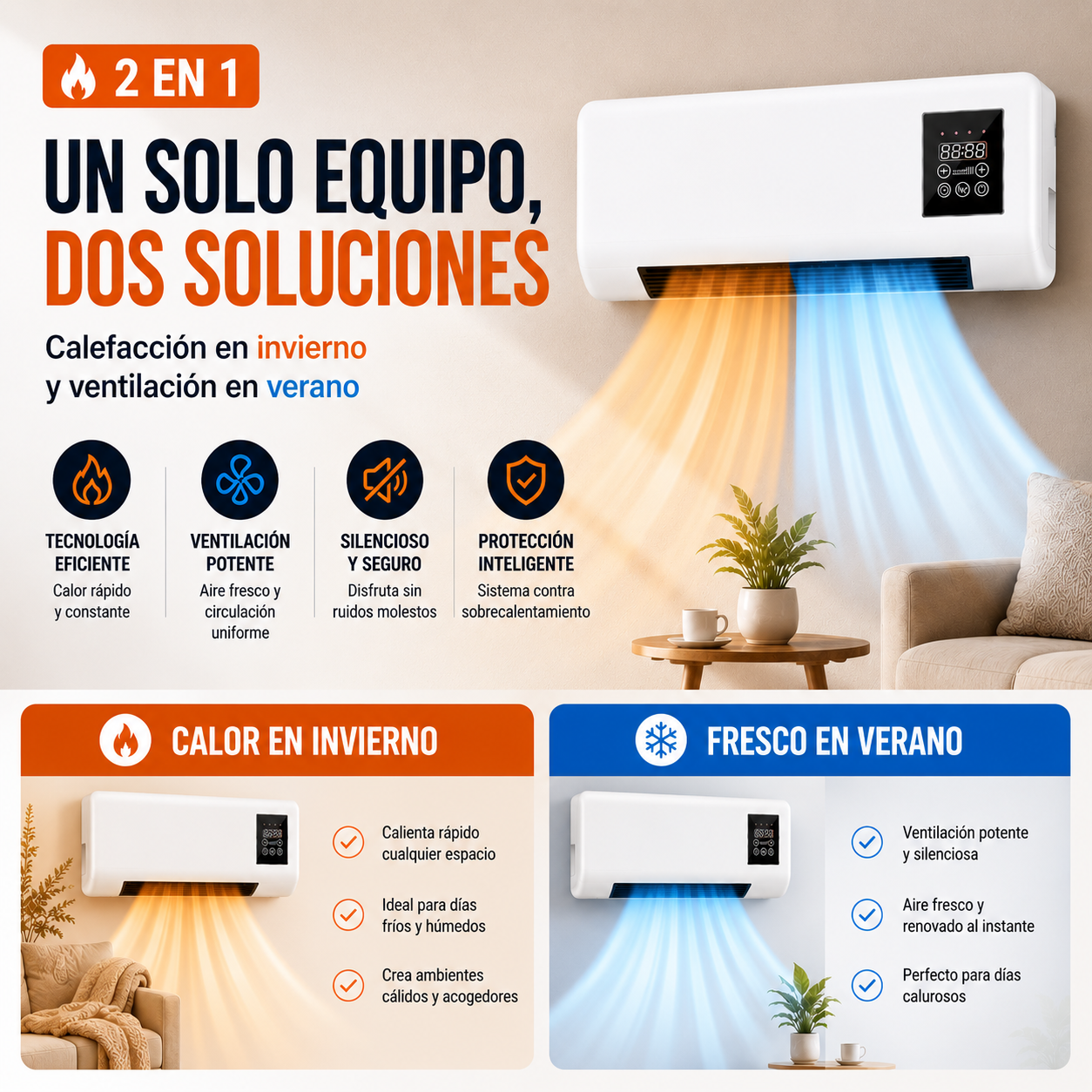 Climatizador 2 en 1 | Temperatura ideal siempre 🏠